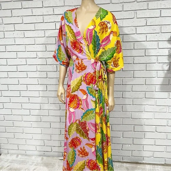 knee length dresses for ladies Sand Tropical Scarf Lenzing™ Ecovero™ Euroflax™ Maxi Dress main image 1